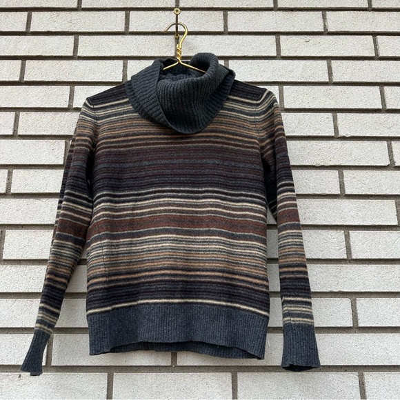 Dolce & Gabbana Knit Turtleneck Sweater Neutral Brown  Gray Cream Tan Stripe - Picture 1 of 9